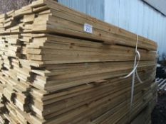 LARGE PACK OF TREATED FEATHER EDGE CLADDING TIMBER BOARDS: 1.80M LENGTH X 100MM WIDTH APPROX.