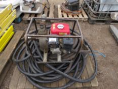 PETROL ENGINED FUEL TRANSFER PUMP PLUS A LARGE QUANTITY OF HOSE. SOURCED FROM COMPANY LIQUIDATION.