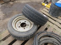 IFOR WILLIAMS TYPE 5 STUD TRAILER WHEEL 195-50R13 PLUS A SPARE TYRE. THIS LOT IS SOLD UNDER THE A