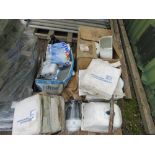 PALLET OF ASSORTED PORTABLE TOILET RELATED ITEMS INCLUDING WATER HEATER ETC.