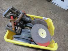BOX OF GRINDING WHEELS PLUS 2 X MOTORS. THIS LOT IS SOLD UNDER THE AUCTIONEERS MARGIN SCHEME, THE