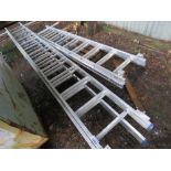 2 X ALUMINIUM LADDERS, 8FT AND 12FT CLOSED LENGTH APPROX.