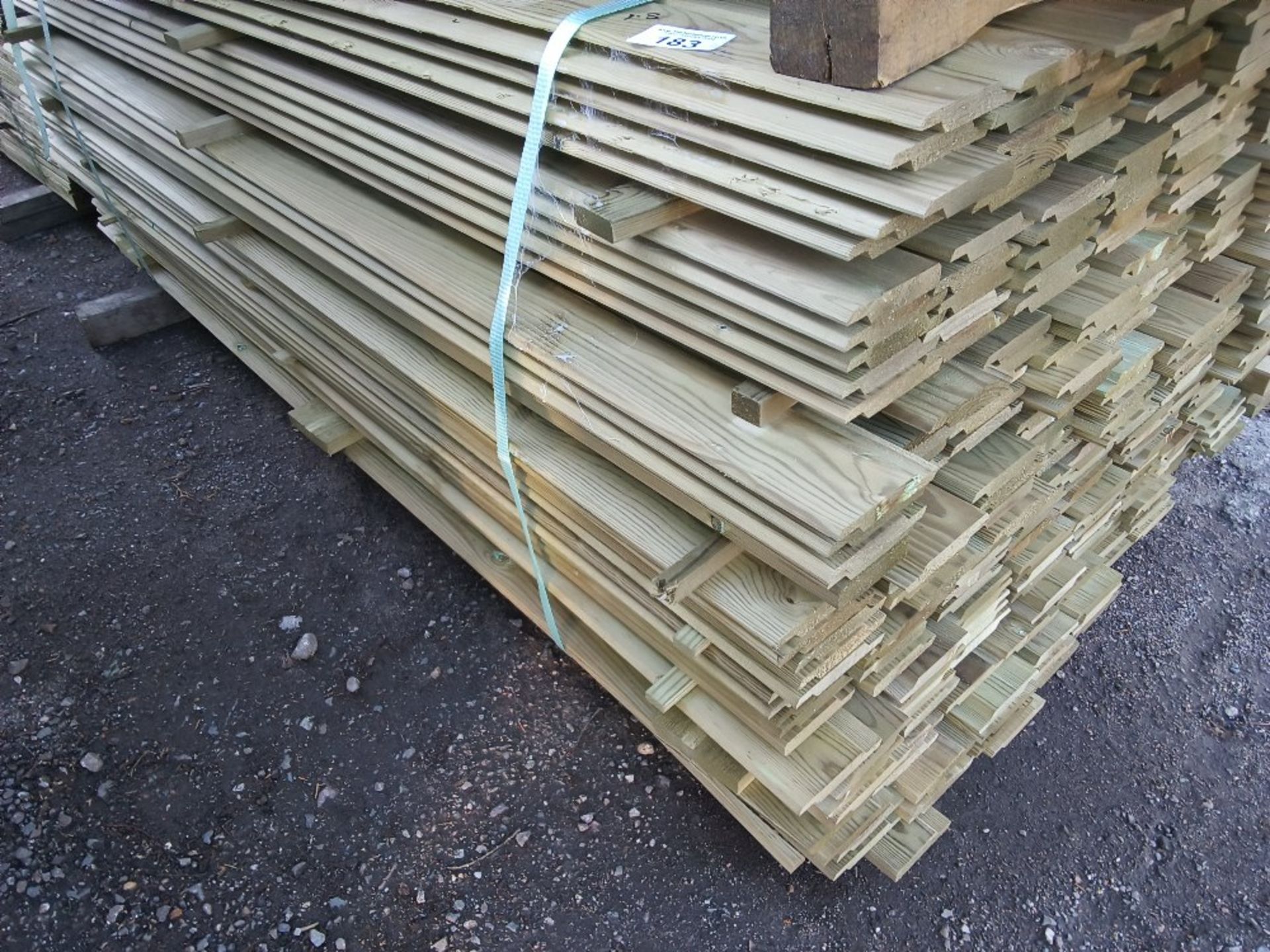 LARGE PACK OF TREATED SHIPLAP CLADDING TIMBER BOARDS: 1.8M LENGTH X 100MM WIDTH APPROX. - Image 2 of 3