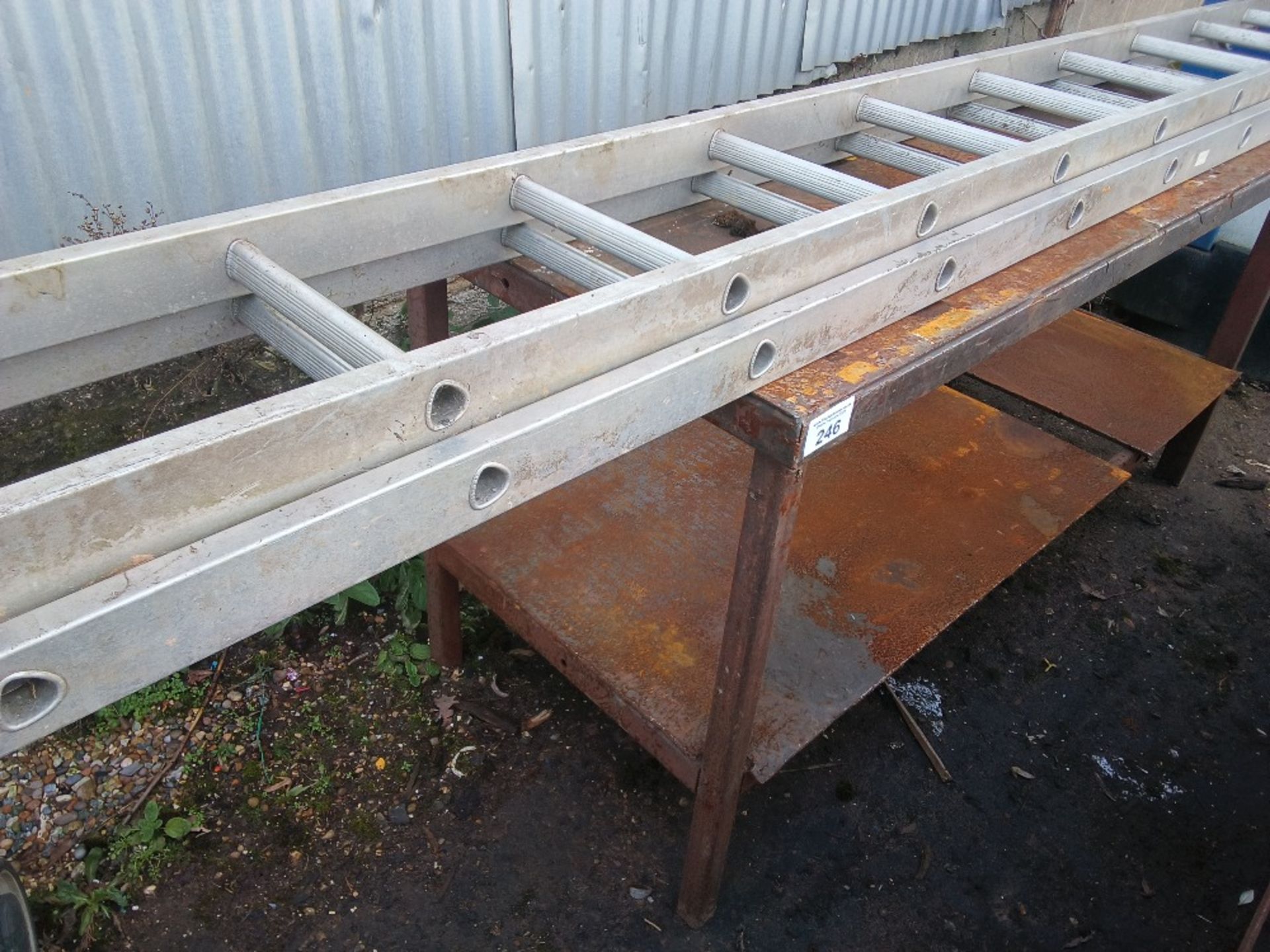 HEAVY DUTY WORKSHOP STEEL BENCH 1.7M LENGTH PLUS A LADDER. THIS LOT IS SOLD UNDER THE AUCTIONEERS - Image 2 of 2