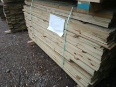 STACK OF 2 X PACKS OF TREATED FEATHER EDGE CLADDING TIMBER BOARDS: MIXED 1.2-1.8M LENGTH X 100MM W