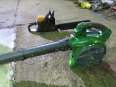 PETROL ENGINED HAND HELD BLOWER PLUS A CHAINSAW. SOURCED FROM LOCAL DEPOT CLOSURE.