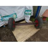 HEAVY DUTY TRAILER AXLE, OVERALL WIDTH 1.2 METRES APPROX.