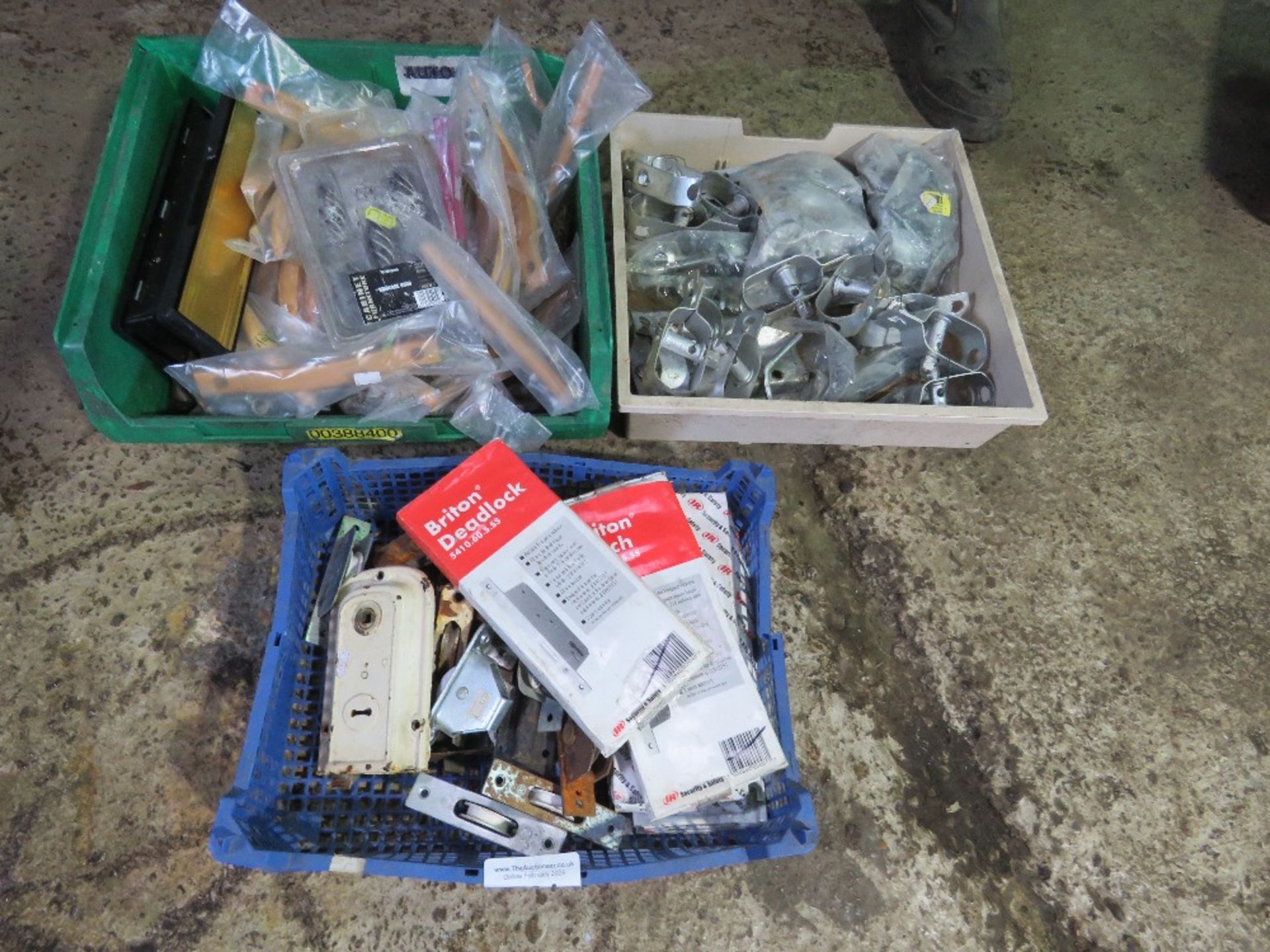 3 NO BOXES OF FIXINGS ETC INCLUDING WIRE TENSIONERS, LOCKS ETC. THIS LOT IS SOLD UNDER THE AUCTIO