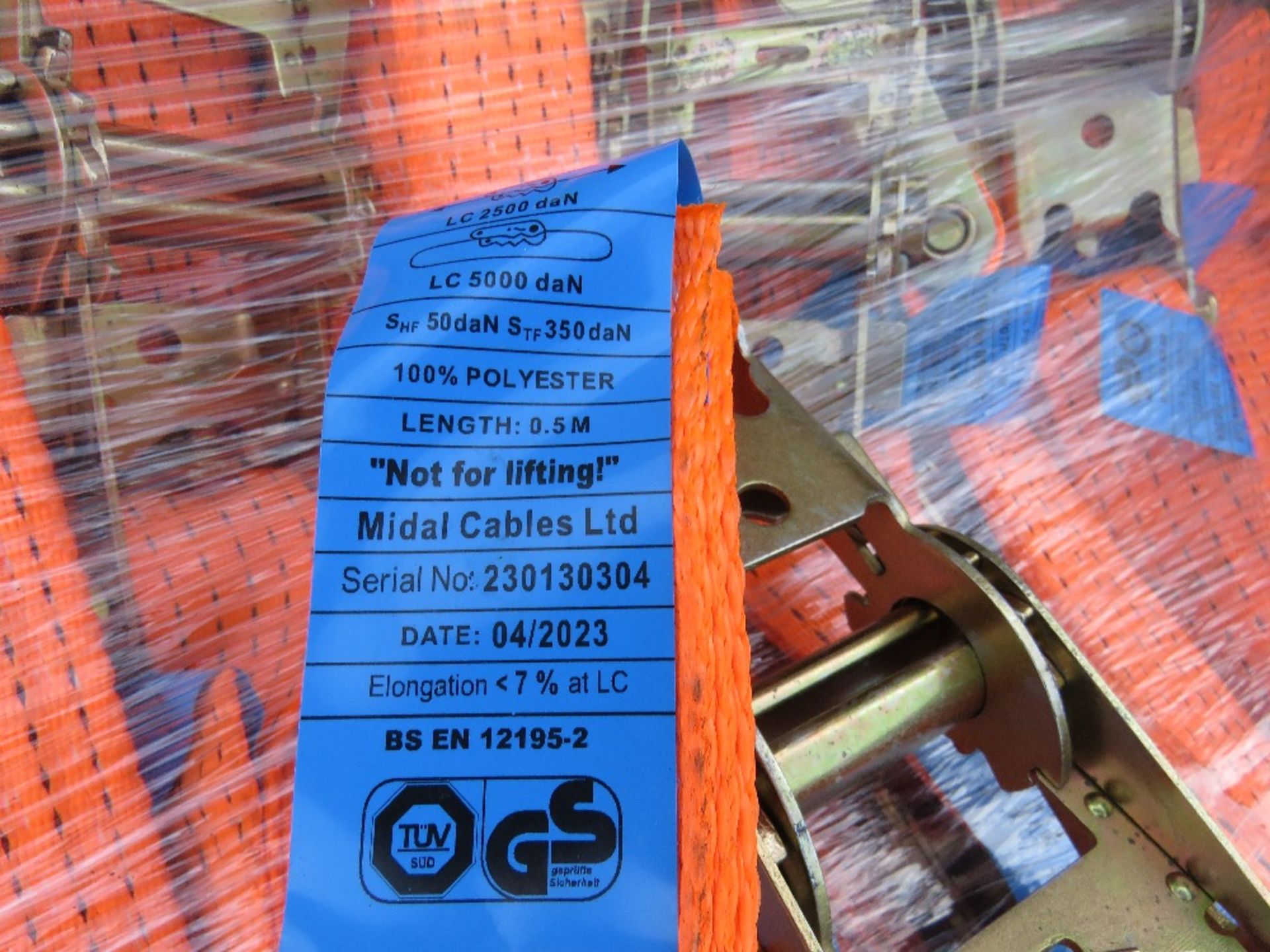 50NO LITTLE USED HEAVY DUTY 6.5METRE LENGTH 5 TONNE RATED RATCHET STRAPS (EX DOCK, SINGLE USE.) - Image 5 of 5