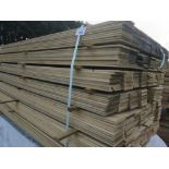 LARGE PACK OF TREATED HIT AND MISS CLADDING TIMBER BOARDS: 1.75M LENGTH X 100MM WIDTH APPROX.