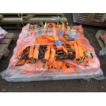 50NO LITTLE USED HEAVY DUTY 6.5METRE LENGTH 5 TONNE RATED RATCHET STRAPS (EX DOCK, SINGLE USE.)