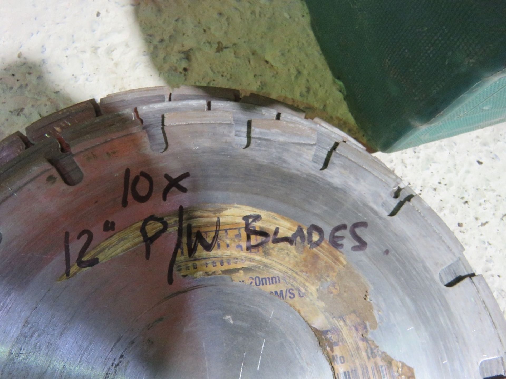 PACK OF 10NO PART USED 12" DIAMETER DIAMOND SAW BLADES.