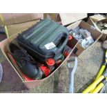 BOX OF SAFETY FOOTWEAR PLUS 2 X BLACK AND DECKER DRILLS.