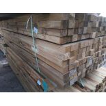 LARGE PACK OF APPROXIMATELY 200 PIECES OF TREATED TIMBER BATTENS / POSTS MOSTLY 50-55MM X 45MM APPRO