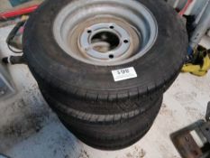 4NO TRAILER WHEELS AND TYRES 165R-13C.