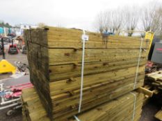 LARGE PACK OF TREATED FEATHER EDGE TIMBER CLADDING BOARDS 1.50M LENGTH X 100MM WIDTH APPROX.