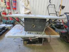 2 X 240V POWERED WOOD CUTTING SAW BENCHES. THIS LOT IS SOLD UNDER THE AUCTIONEERS MARGIN SCHEME,
