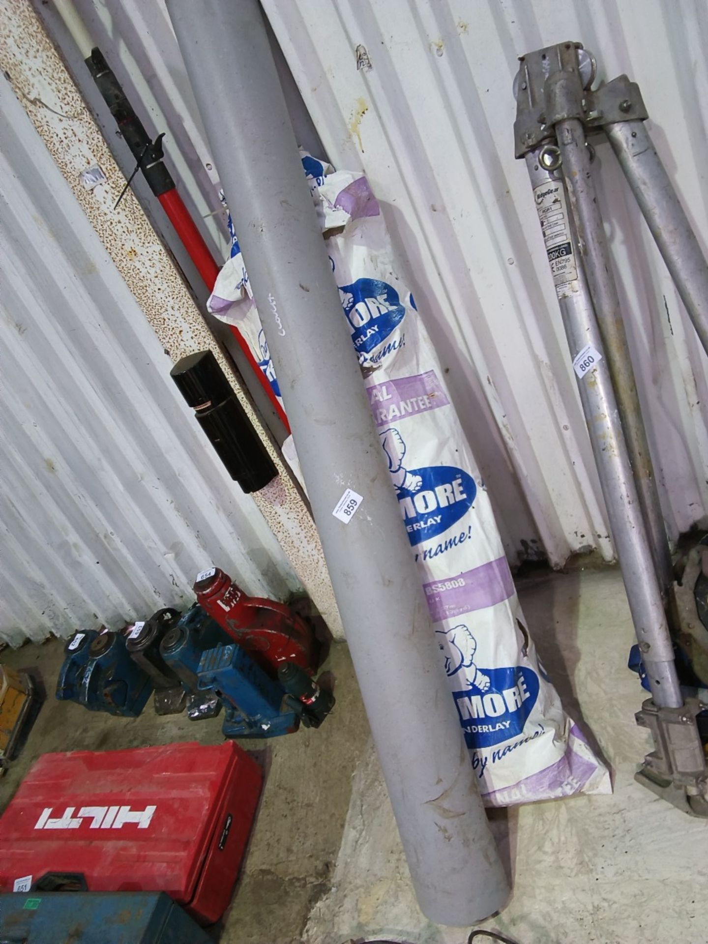 ROLL OF CARPET UNDERLAY AND A ROLL OF VINYL TYPE FLOOR COVERING. THIS LOT IS SOLD UNDER THE AUCTI