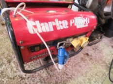 CLARKE DUAL VOLTAGE PETROL ENGINED GENERATOR. SOURCED FROM COMPANY LIQUIDATION.