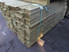 LARGE PACK OF TREATED FEATHER EDGE CLADDING TIMBER BOARDS: 1.80M LENGTH X 100MM WIDTH APPROX.