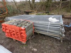 24NO HERAS TYPE TEMPORARY FENCE PANELS PLUS A PALLET OF FEET. THIS LOT IS SOLD UNDER THE AUCTIONE