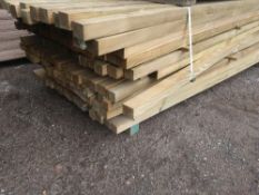 BUNDLE OF TREATED TIMBER BATTENS/POSTS MAINLY 55 X 45MM APPROX @ 2.2M-2.7M LENGTH, 200NO PIECES IN T