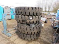 SET OF 4 UNUSED ROUGH TERRAIN CRANE TYRES 16.00-25 L4/E4 RATED. . EX DRIVER TRAINING SCHOOL. TH