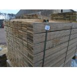 LARGE PACK OF TREATED HIT AND MISS CLADDING TIMBER BOARDS: 1.44M LENGTH X 100MM WIDTH APPROX.