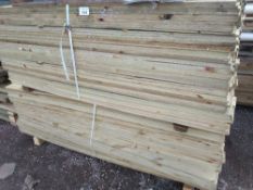 2 X PACKS OF TREATED FEATHER EDGE CLADDING TIMBER BOARDS: 1.65M AND 1.8M LENGTH X 100MM WIDTH APPROX