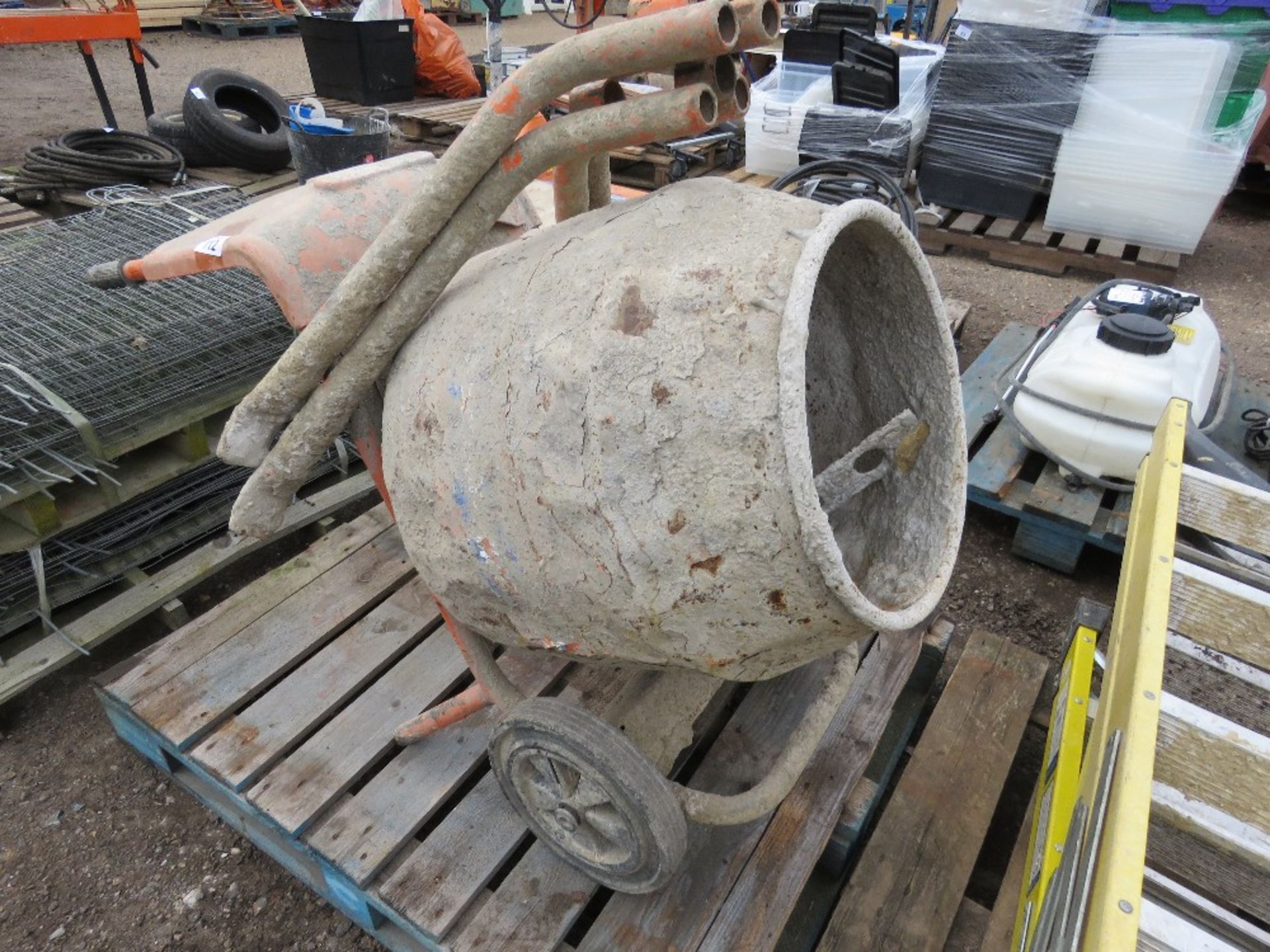 BELLE PETROL ENGINED CEMENT MIXER. SOURCED FROM COMPANY LIQUIDATION.