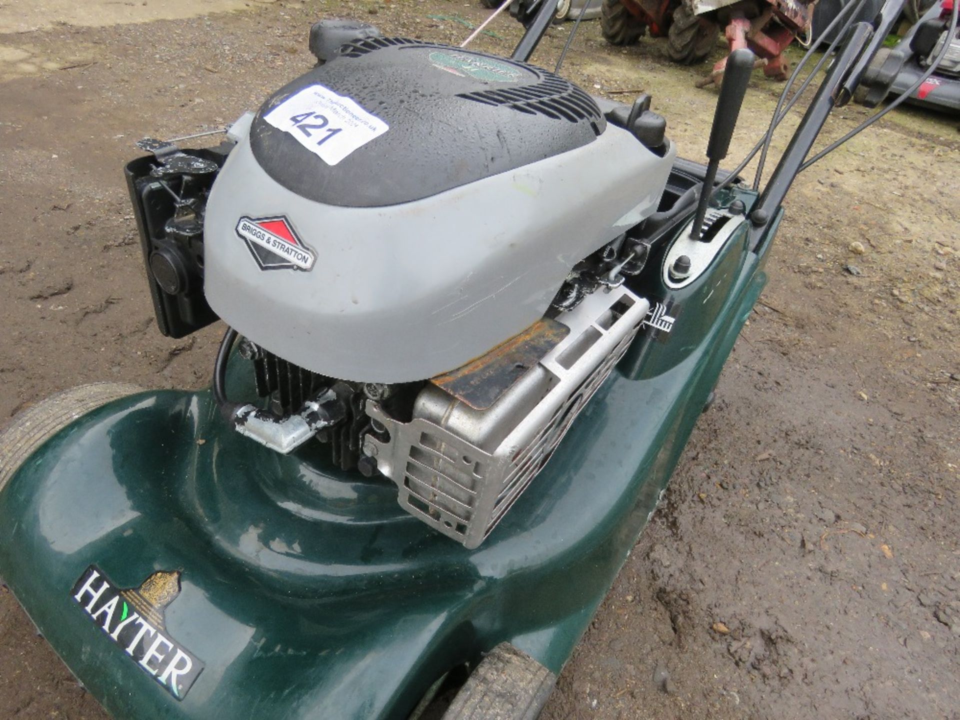 HAYTER HARRIER 41 PETROL ENGINE ROLLER MOWER, NO COLLECTOR.....THIS LOT IS SOLD UNDER THE AUCTIONEER