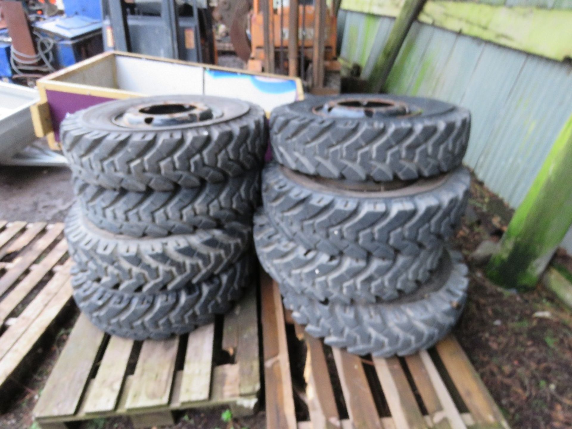 8NO WHEELS AND TYRES 8.25-16 SIZE ON 6 STUD RIMS. PREVIOUSLY USED ON WHEELED EXCAVATOR. THIS LOT - Image 2 of 4