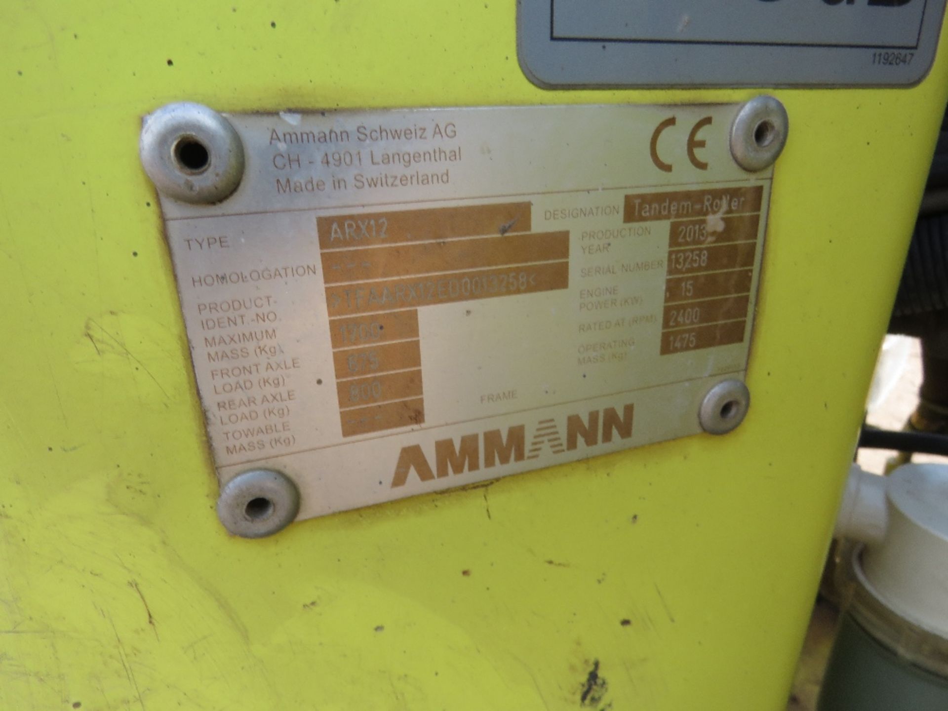 AMMANN ARX12 DOUBLE DRUM RIDE ON ROLLER YEAR 2013 BUILD. 812.3 REC HOURS. SN:TFAARX12ED0013258. DIRE - Image 13 of 13