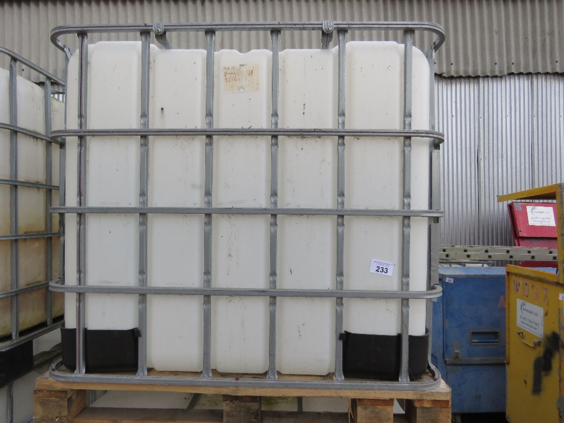 2NO IBC PLASTIC PALLET TANKS. THIS LOT IS SOLD UNDER THE AUCTIONEERS MARGIN SCHEME, THEREFORE NO