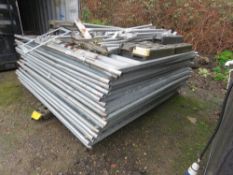 18NO SOLID TEMPORARY SITE FENCE PANELS WITH BRACES AND SOME FEET PLUS 2 NO GATES AS SHOWN. 1.8M HEIG