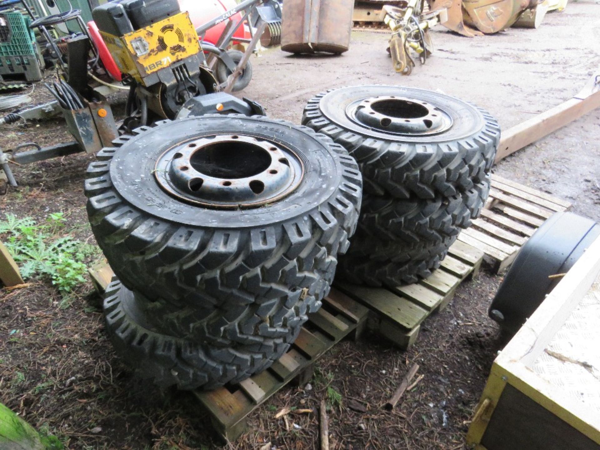 8NO WHEELS AND TYRES 8.25-16 SIZE ON 6 STUD RIMS. PREVIOUSLY USED ON WHEELED EXCAVATOR. THIS LOT - Image 3 of 4