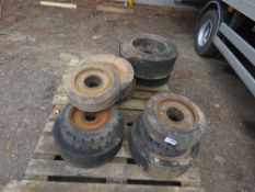2 X PALLETS OF SOLID FORKLIFT WHEELS AND TYRES.