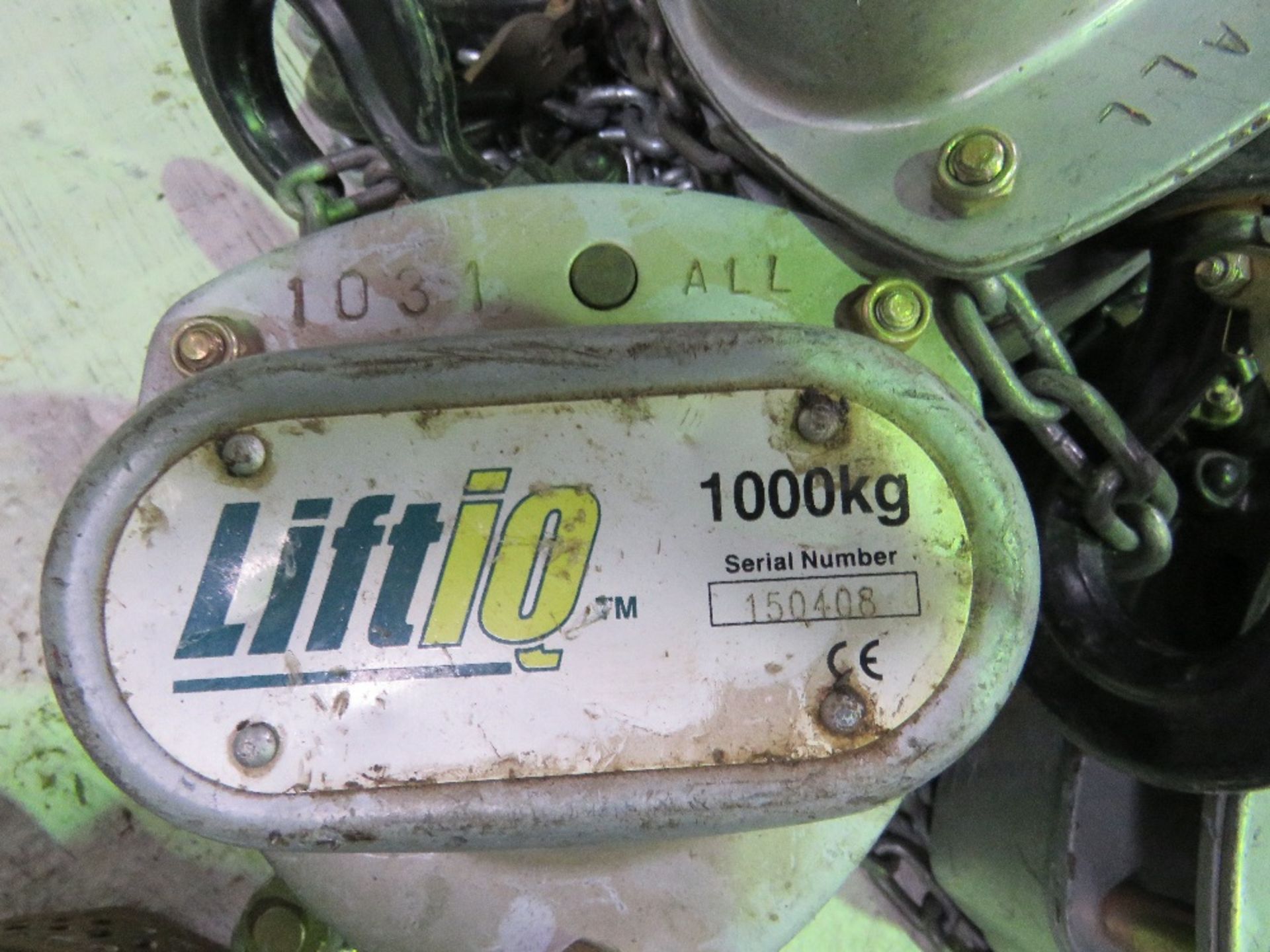 3NO LIFTIQ CHAIN HOISTS, 1000KG RATED. - Image 4 of 4