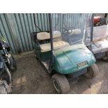 EZGO PETROL ENGINED GOLF BUGGY. GREEN COLOURED. WHEN TESTED WAS SEEN TO RUN, DRIVE, STEER AND BRAKE