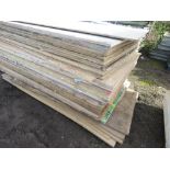 STACK OF APPROXIMATELY 72NO PRE USED TIMBER BOARDS, MAINLY PLYWOOD. ....THIS LOT IS SOLD UNDER THE A