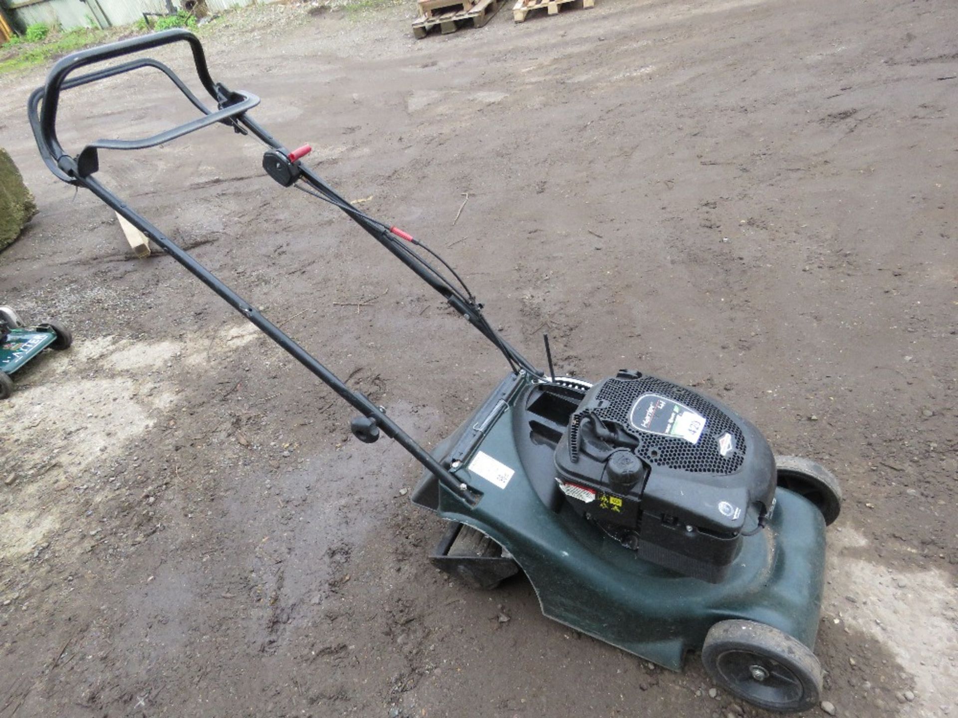 HAYTER HARRIER 41 PETROL ENGINE ROLLER MOWER, NO COLLECTOR.....THIS LOT IS SOLD UNDER THE AUCTIONEER