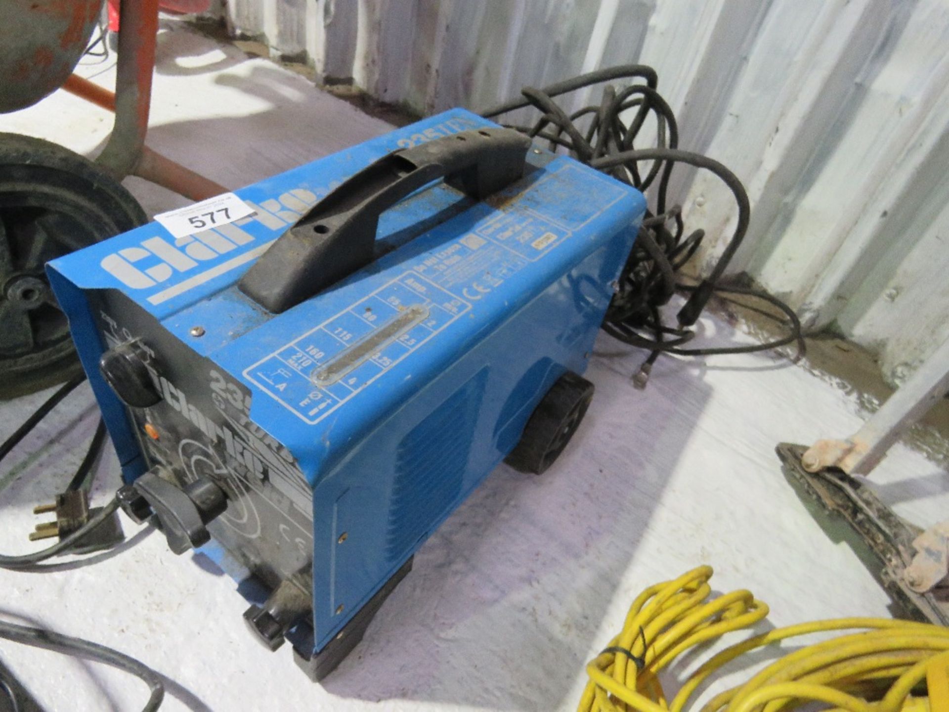 CLARKE 235 TURBO ARC WELDER WITH LEADS. DIRECT FROM LOCAL RETIRING BUILDER. THIS LOT IS SOLD UN