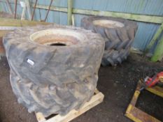 4NO 480/70R28 AGRICULTURAL TRACTOR WHEELS AND TYRES ON 10 STUD RIMS.