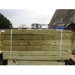 LARGE PACK OF TREATED FEATHER EDGE FENCE CLADDING TIMBER BOARDS. 1.65M LENGTH X 100MM WIDTH APPROX.