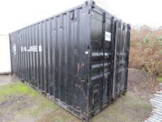 SECURE SHIPPING CONTAINER STORE 20FT LENGTH WITH SOME CONTENTS AND A RACK. . SOURCED FROM COMPANY LI