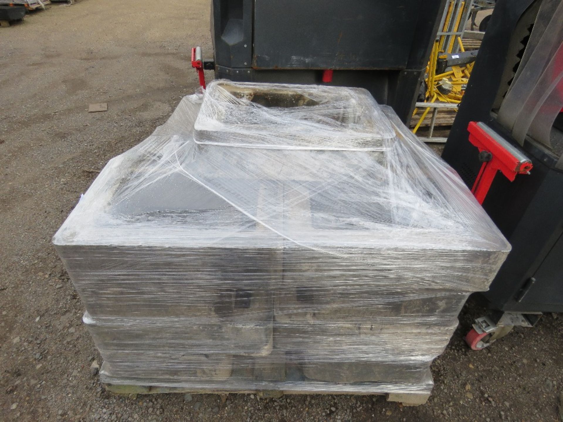 PALLET OF MANHOLE SURROUND SECTIONS 43CM X 67CM OVERALL APPROX. PLASTIC/RUBBER TYPE.. - Image 2 of 4