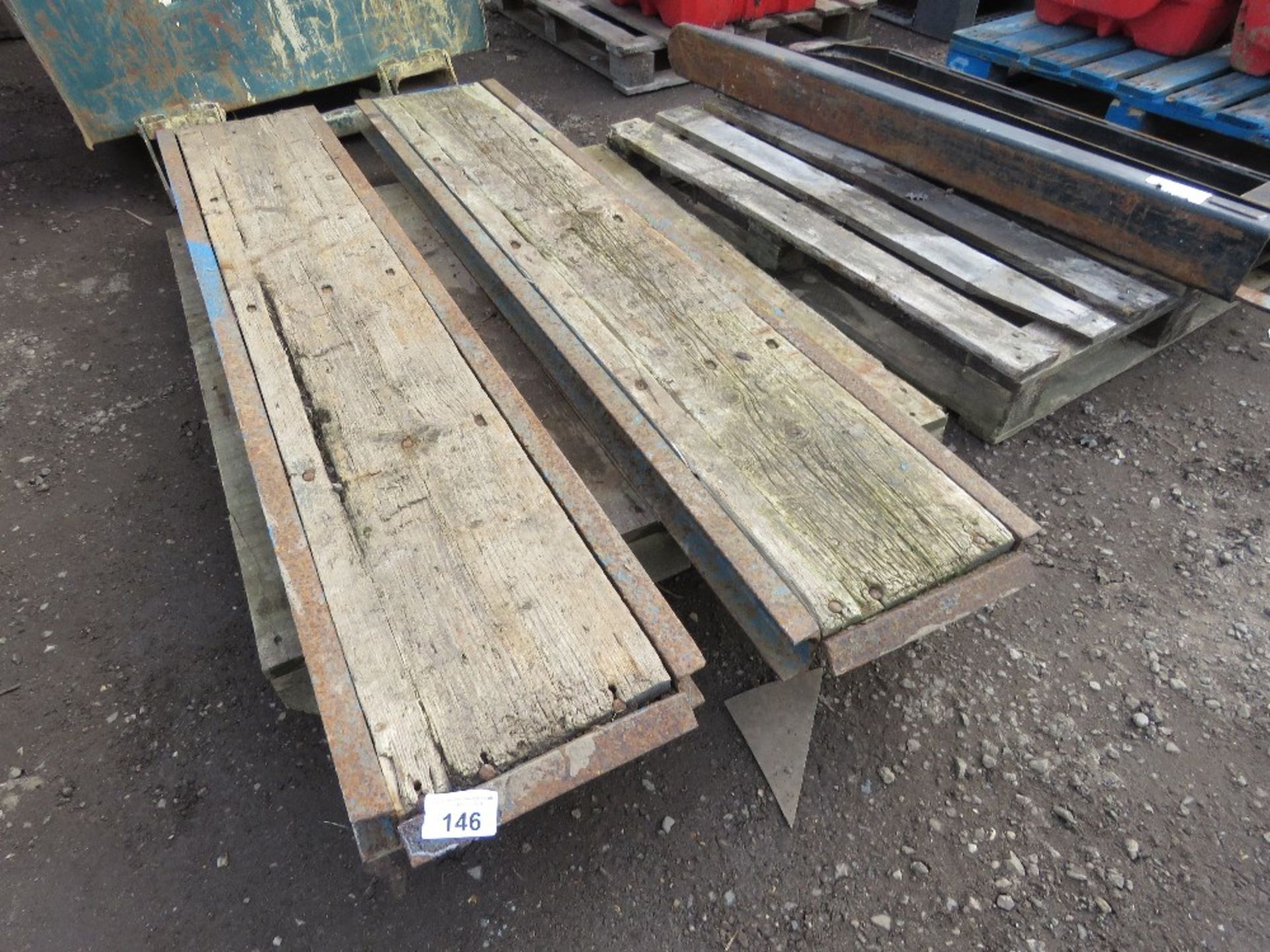 PAIR OF METAL FRAMED LOADING RAMPS 6FT LENGTH APPROX.