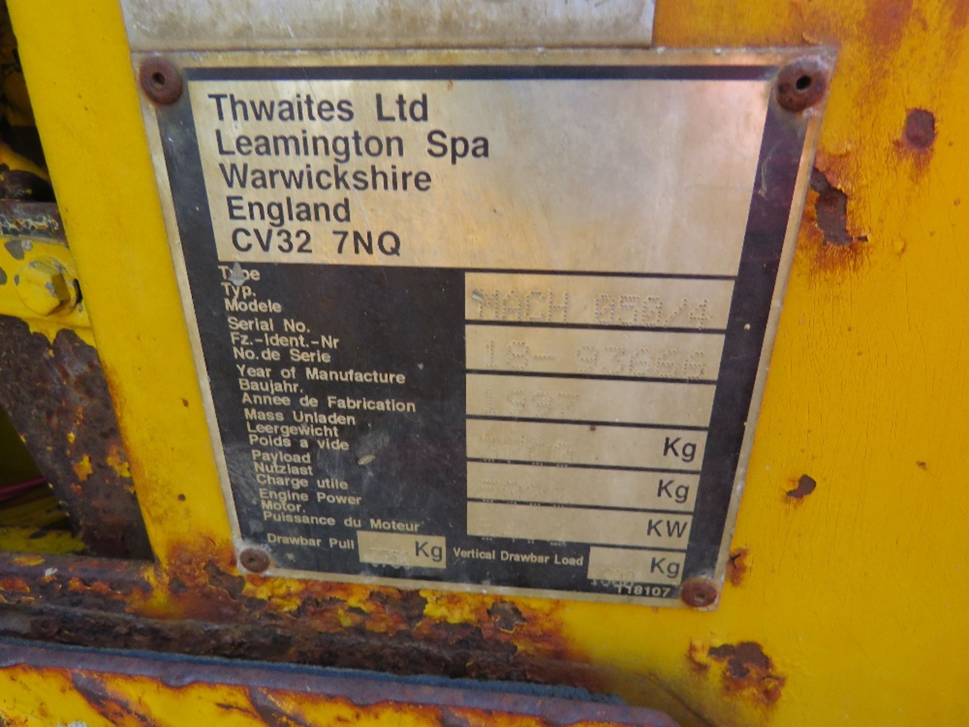 THWAITES 5 TONNE SITE DUMPER, YEAR 1997 BUILD. SN:18-93666. - Image 6 of 12