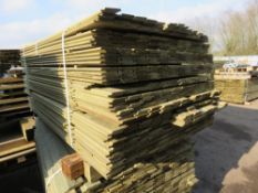 LARGE PACK OF TREATED SHIPLAP TIMBER CLADDING BOARDS MAINLY 1.73M LENGTH X 100MM WIDTH APPROX.