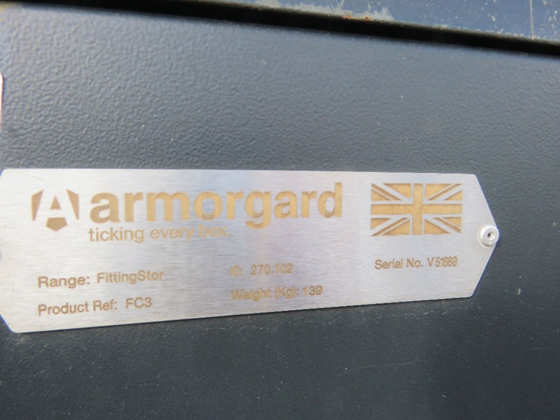ARMORGARD FITTINGSTOR STORAGE CABINET. SOURCED FROM COMPANY LIQUIDATION. - Image 2 of 3